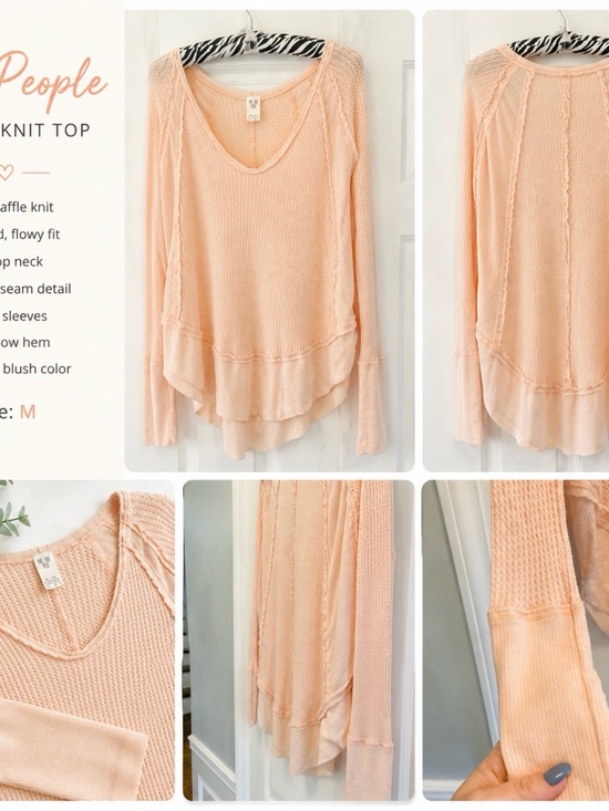 Free People Sweaters - Light Pink Layered Hem Knit Top -